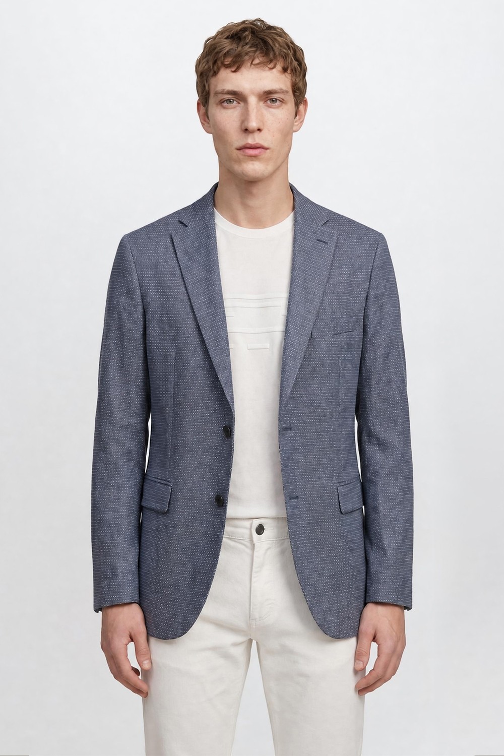 Altınyıldız Classics Yünlü Slim Fit Dar Kesim Mono Yaka Kapak Cepli Armürlü Blazer Ceket görsel 4