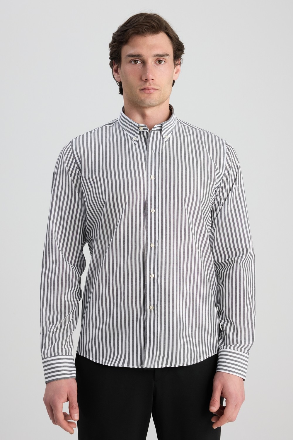 D'S Damat Ds Damat Slim Fit Yeşil Çizgili Gömlek 0HC02ORT11265