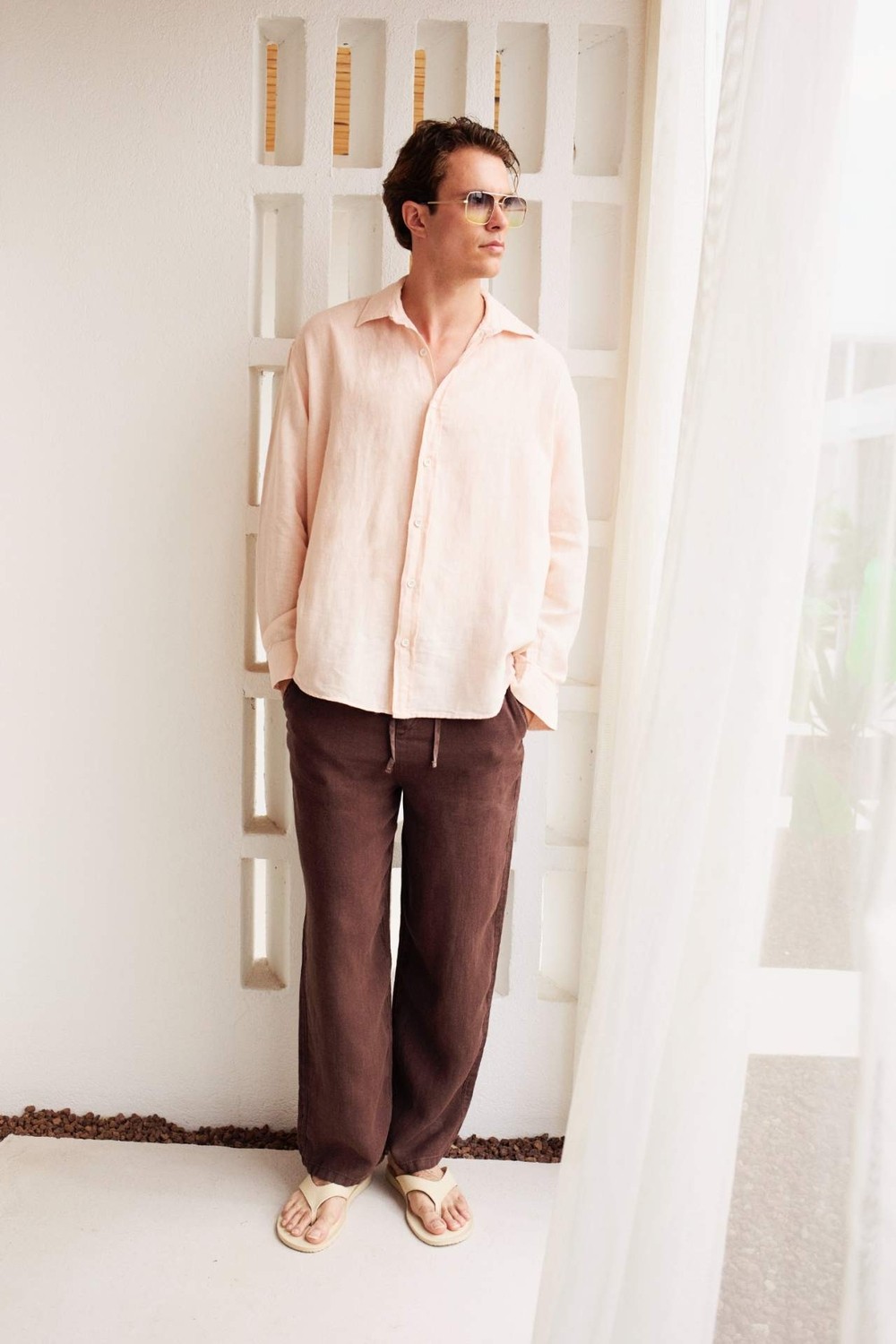 DeFacto %100 Keten Premium Wide Leg Pantolon G0855AX26SM