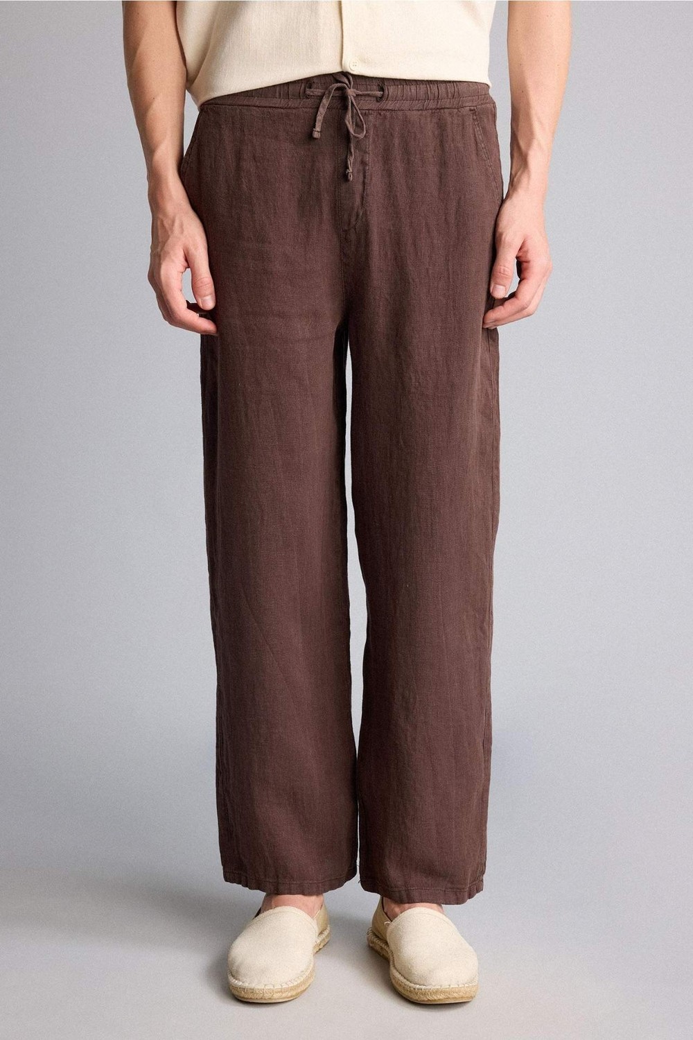 DeFacto %100 Keten Premium Wide Leg Pantolon G0855AX26SM görsel 4