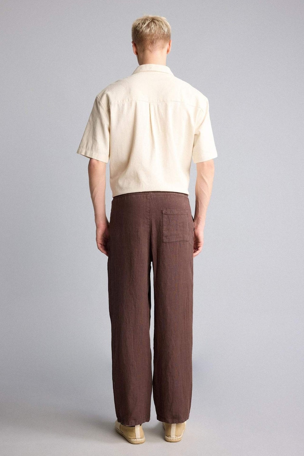 DeFacto %100 Keten Premium Wide Leg Pantolon G0855AX26SM görsel 6
