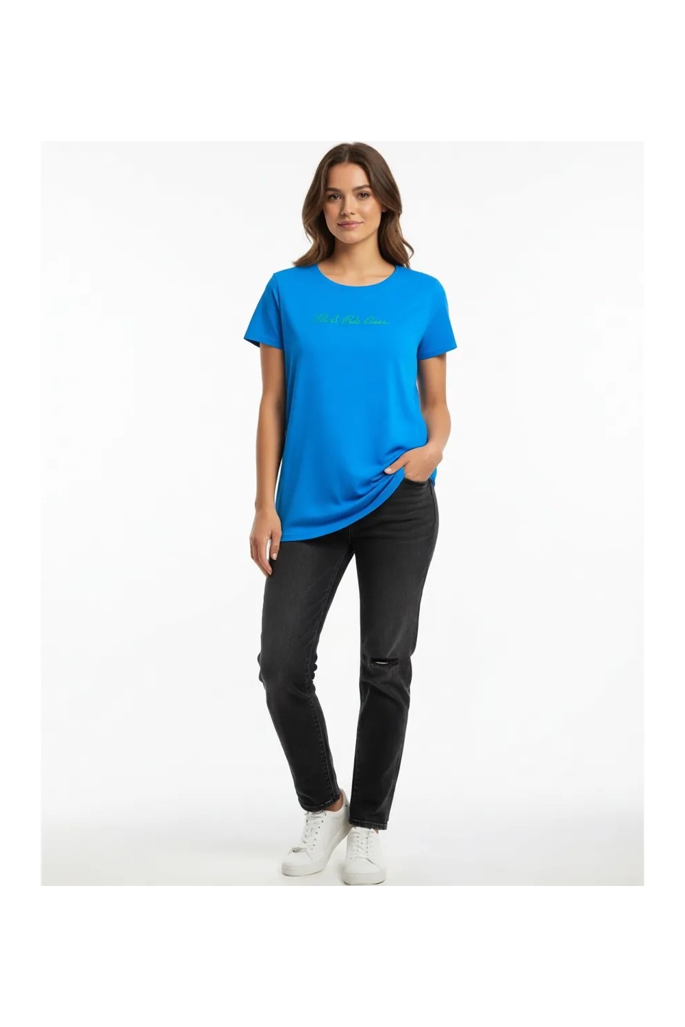 U.S. Polo Assn. Kadın Koyu Yeşil Basic Tişört 50323450-VR079 görsel 7