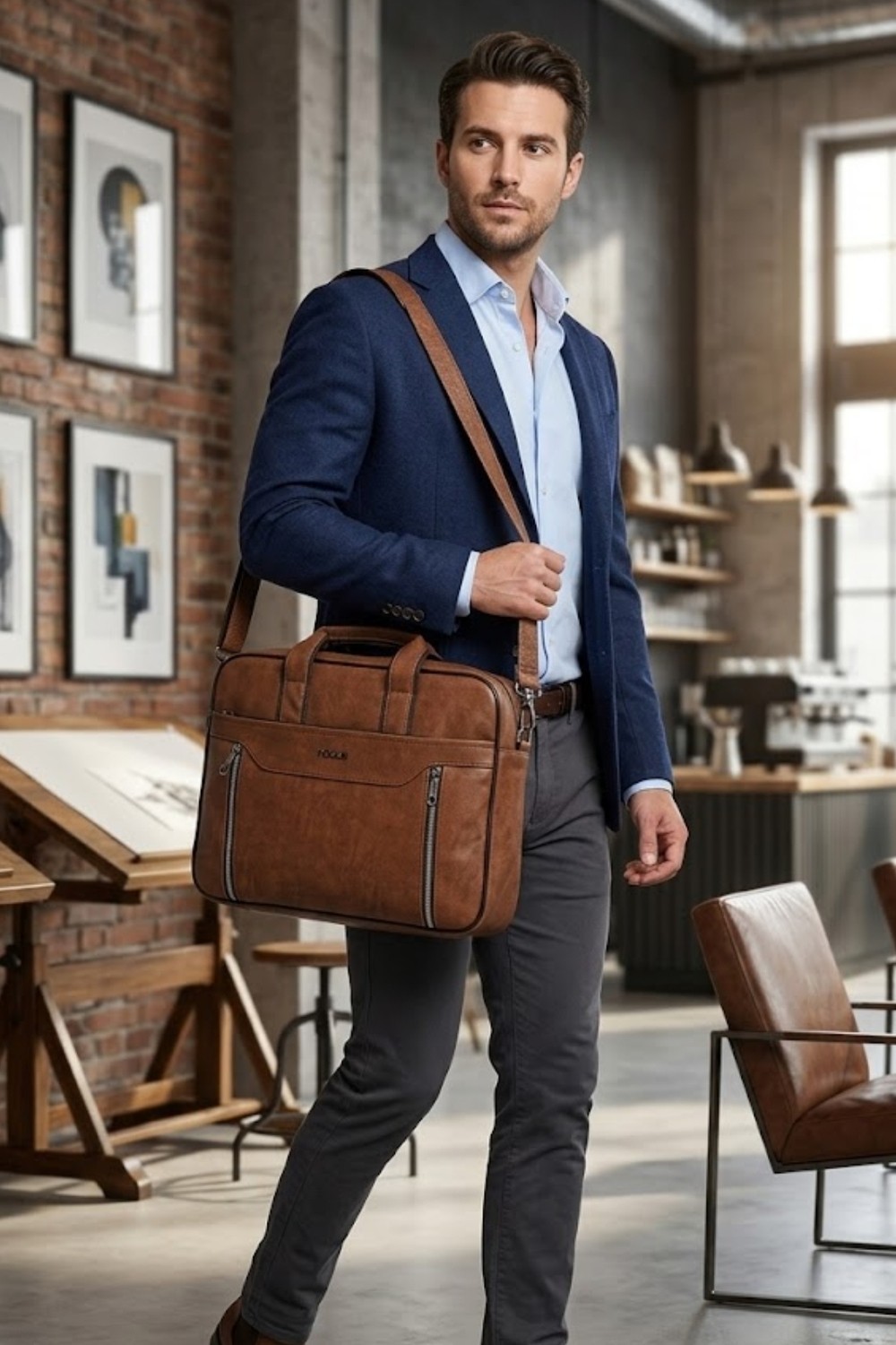 Byhakan GK38 VİYANA Su Geçirmez Suni Deri Evrak/Laptop Çanta Günlük Kullanım İçin Şık Tasarım