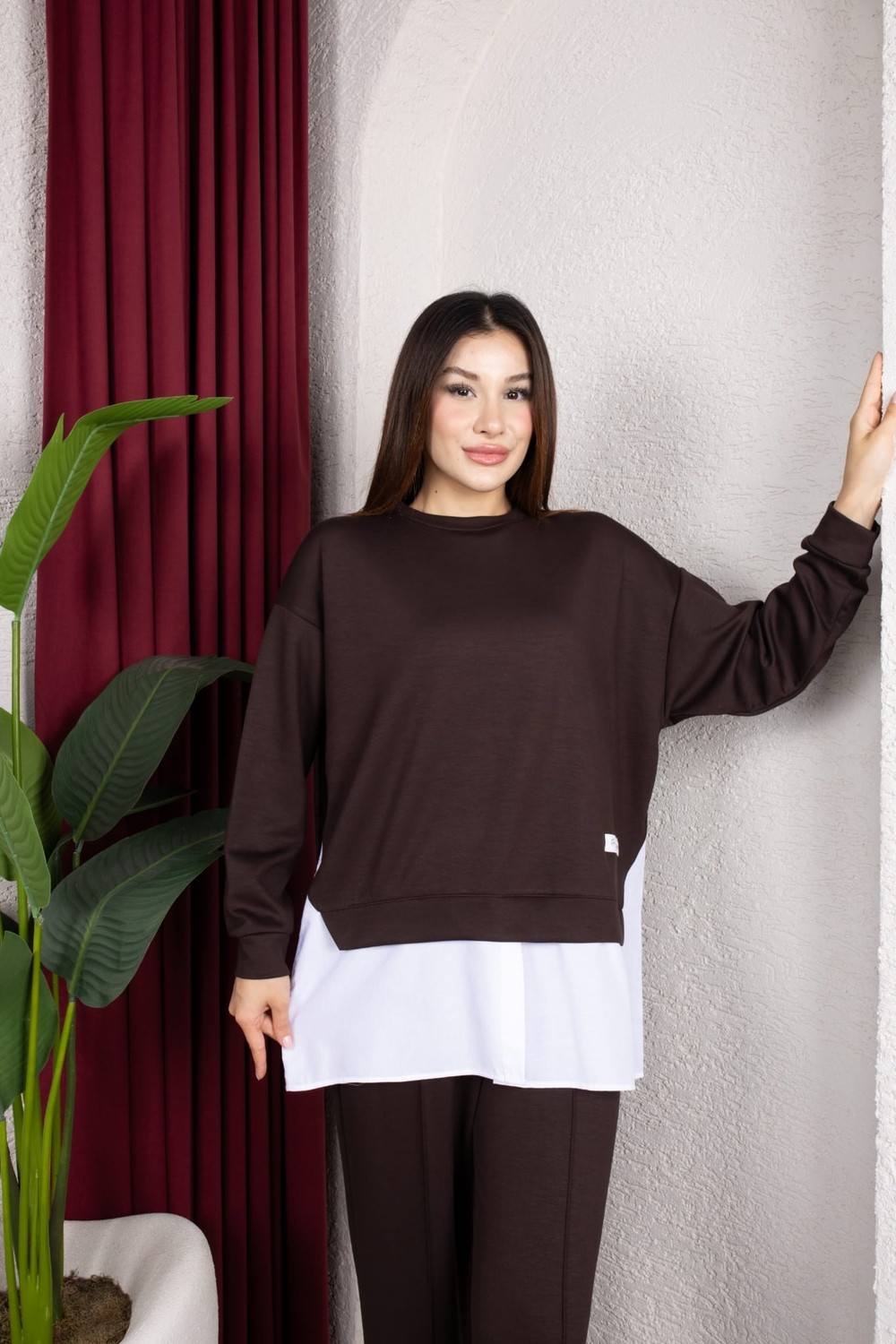 Weak Blue Kadın Ikili Takım Oversize Bol Paça Pantolon Günlük Şık Kombin görsel 2