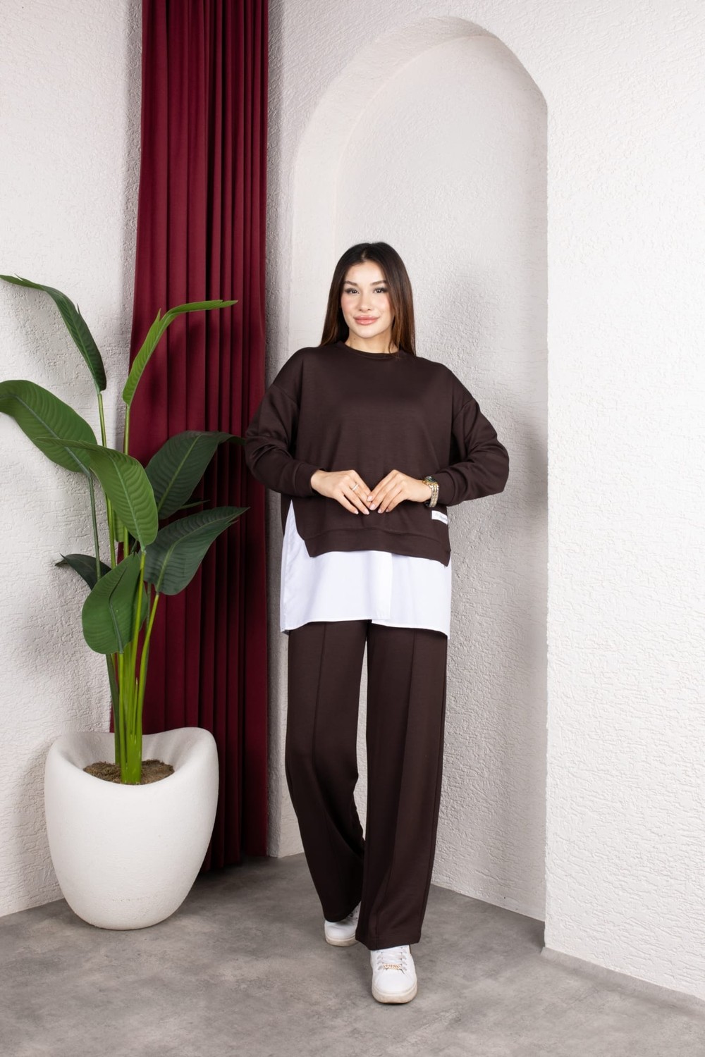 Weak Blue Kadın Ikili Takım Oversize Bol Paça Pantolon Günlük Şık Kombin görsel 4
