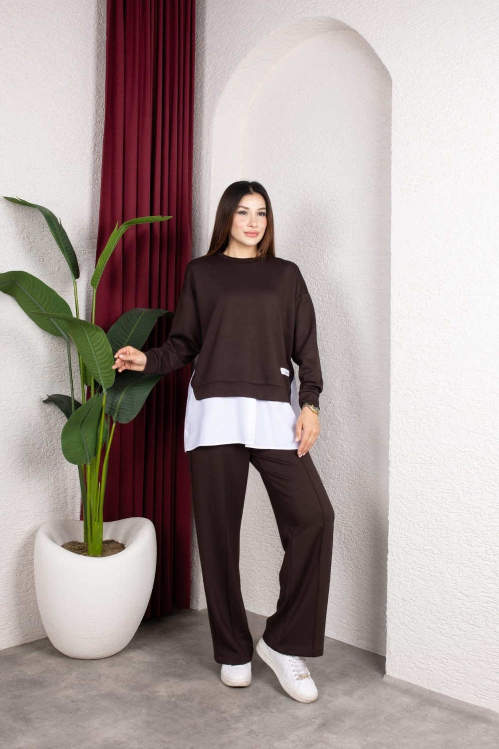 Weak Blue Kadın Ikili Takım Oversize Bol Paça Pantolon Günlük Şık Kombin görsel 7
