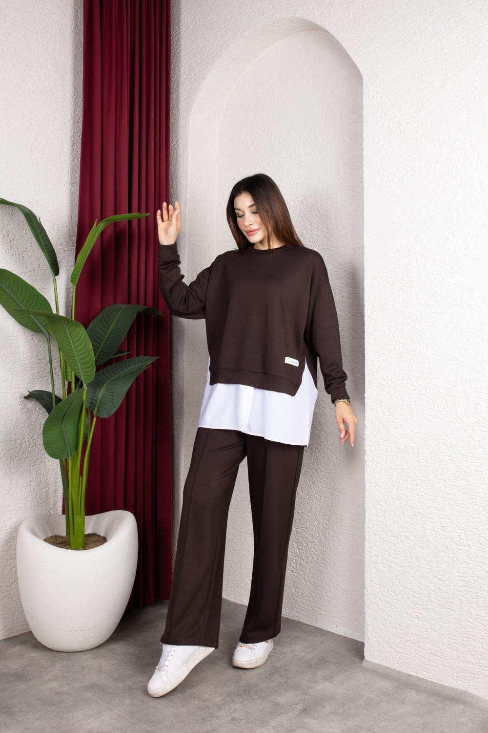 Weak Blue Kadın Ikili Takım Oversize Bol Paça Pantolon Günlük Şık Kombin görsel 8