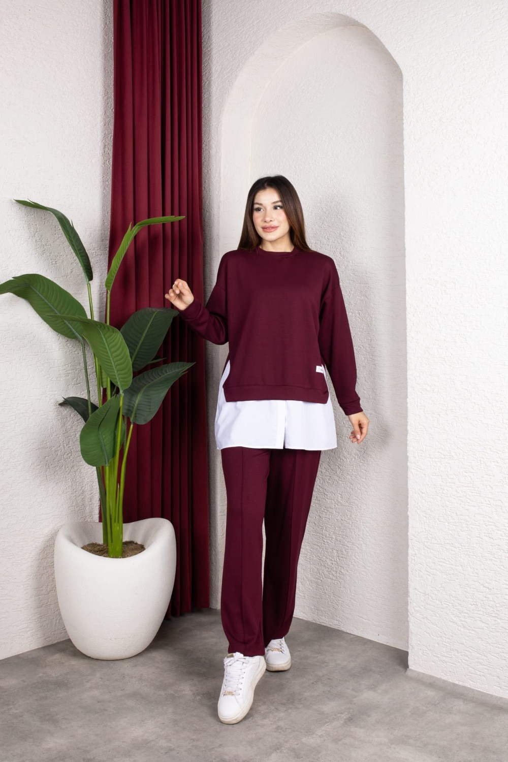 Weak Blue Kadın Ikili Takım Oversize Bol Paça Pantolon Günlük Şık Kombin