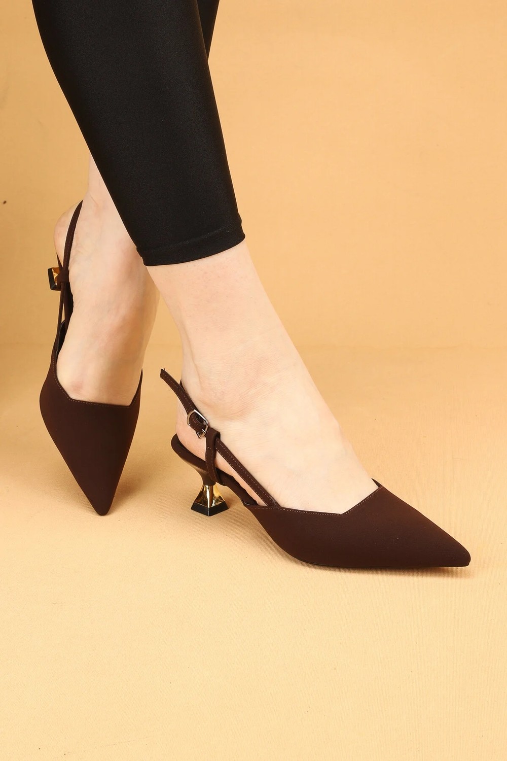 Nilsa Shoes Kadın Kısa Topuklu Saten Abiye Ayakkabı Topuklu Ayakkabı