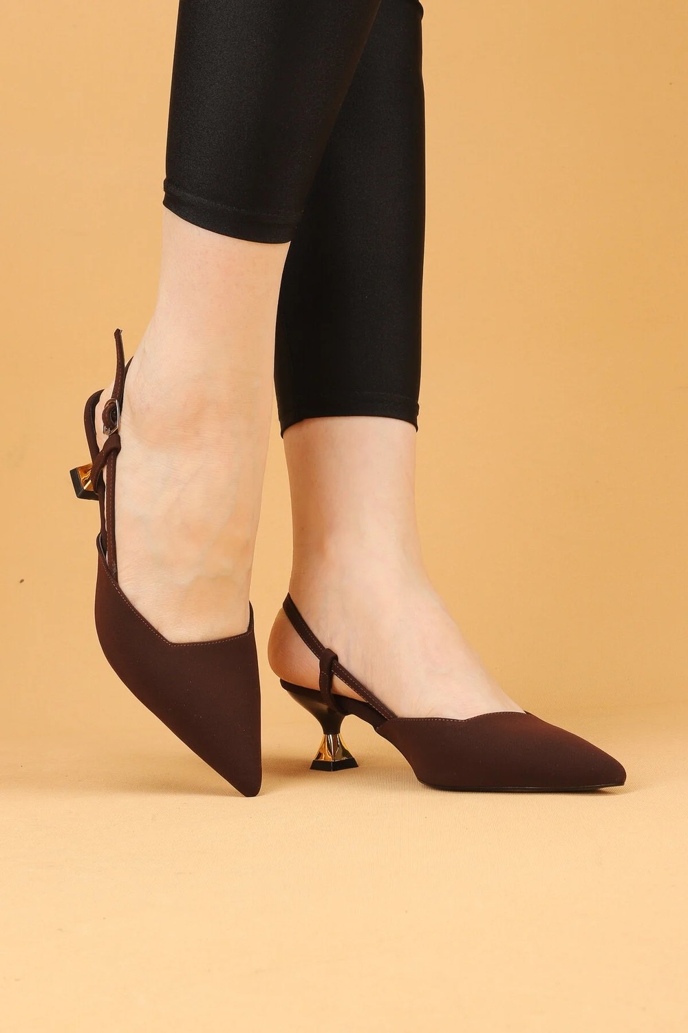 Nilsa Shoes Kadın Kısa Topuklu Saten Abiye Ayakkabı Topuklu Ayakkabı görsel 2