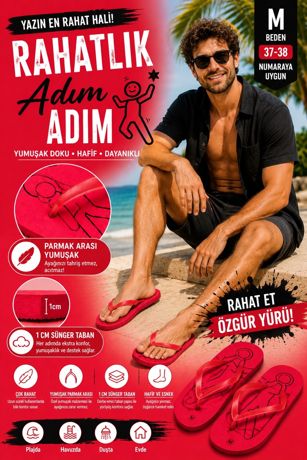 Pazariz Basic Parmak Arası Terlik Unisex Kadın Erkek Çocuk Eva Plaj Terliği Flip Flop Yazlık Deniz Havuz Günlük Kullanım Rahat Yumuşak Taban Acıtmaz Hafif Kaymaz Terlik görsel 8