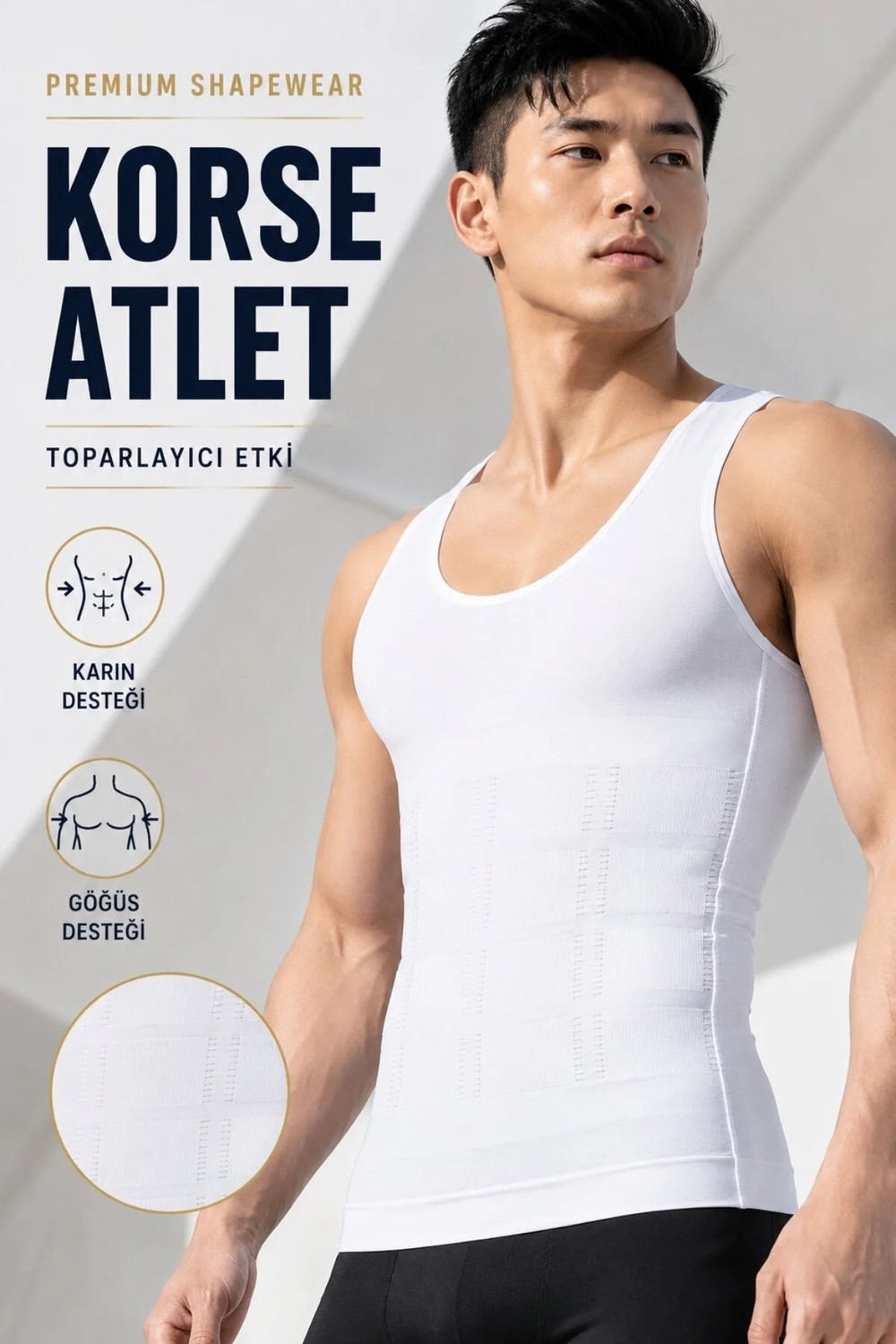 Elilom Yukka Erkek Korse Shapewear Atlet Göbek ve Göğüs Toparlayıcı Dik Duruş Sıkılaştırıcı Fit