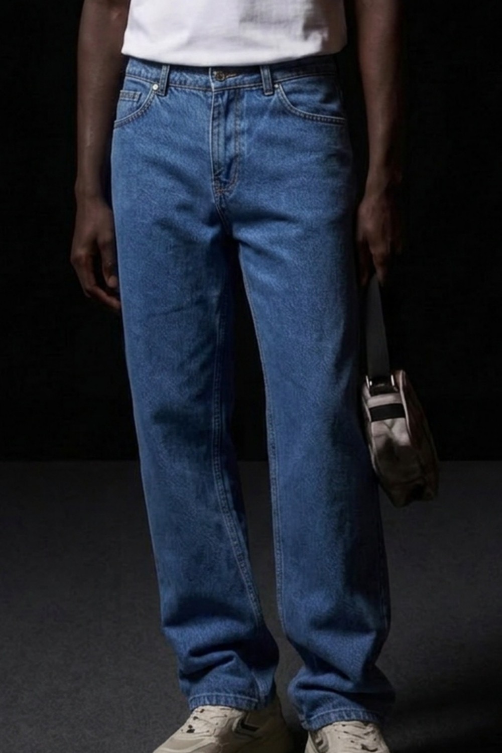 Comstar Erkek Pamuklu Casual Mavi Bol Kot Pantolon görsel 5