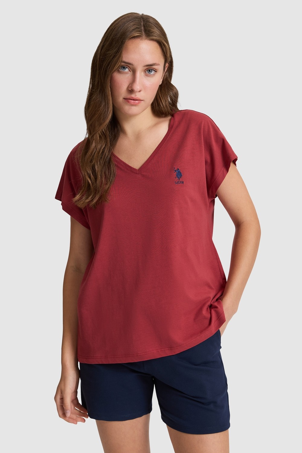 U.S. Polo Assn. Kadın Vişne Tişört Basic 50323541-VR223