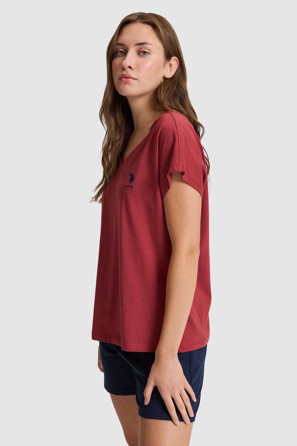 U.S. Polo Assn. Kadın Vişne Tişört Basic 50323541-VR223 görsel 3