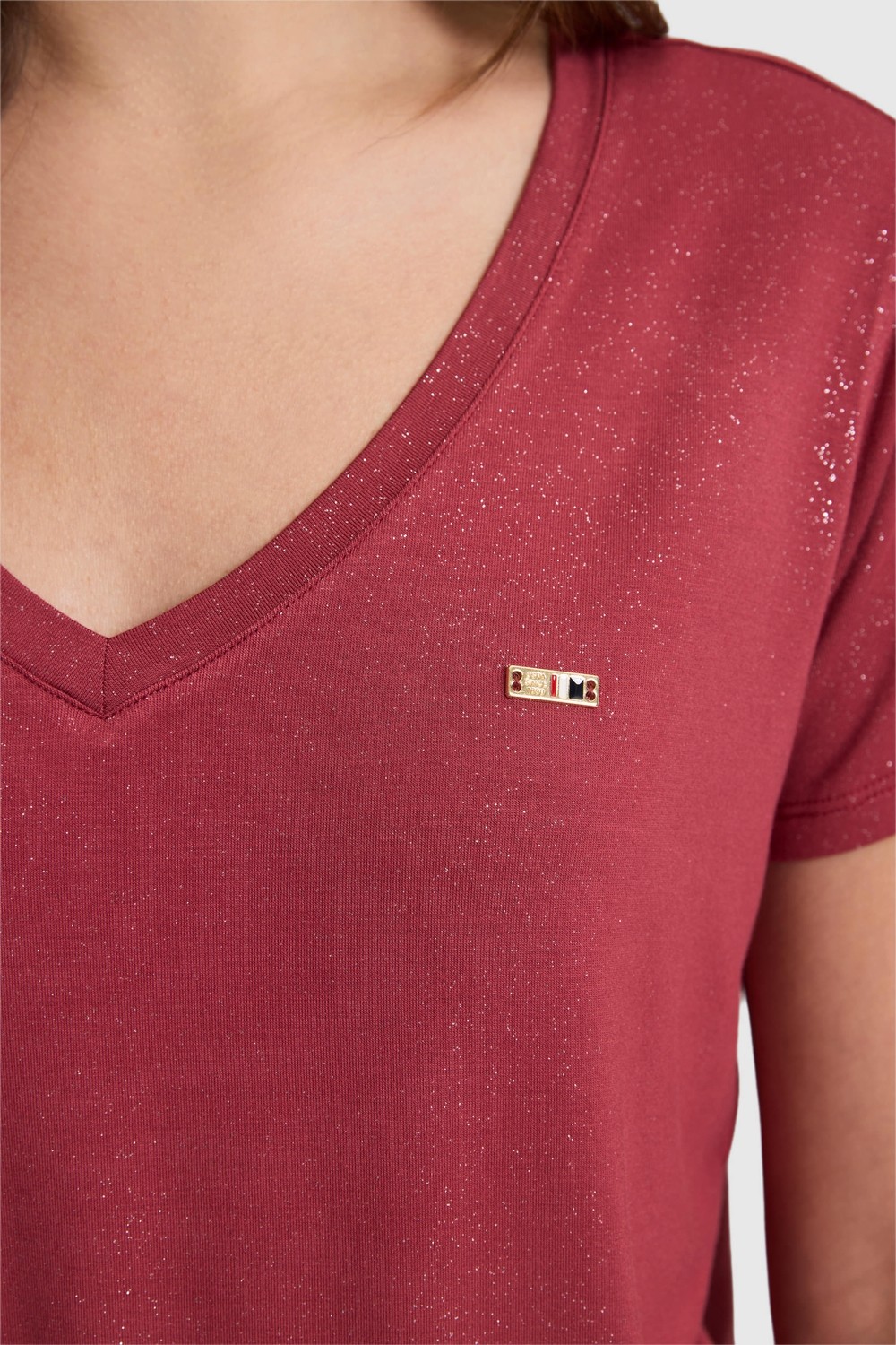 U.S. Polo Assn. Kadın Vişne Tişört 50323573-VR223 görsel 6