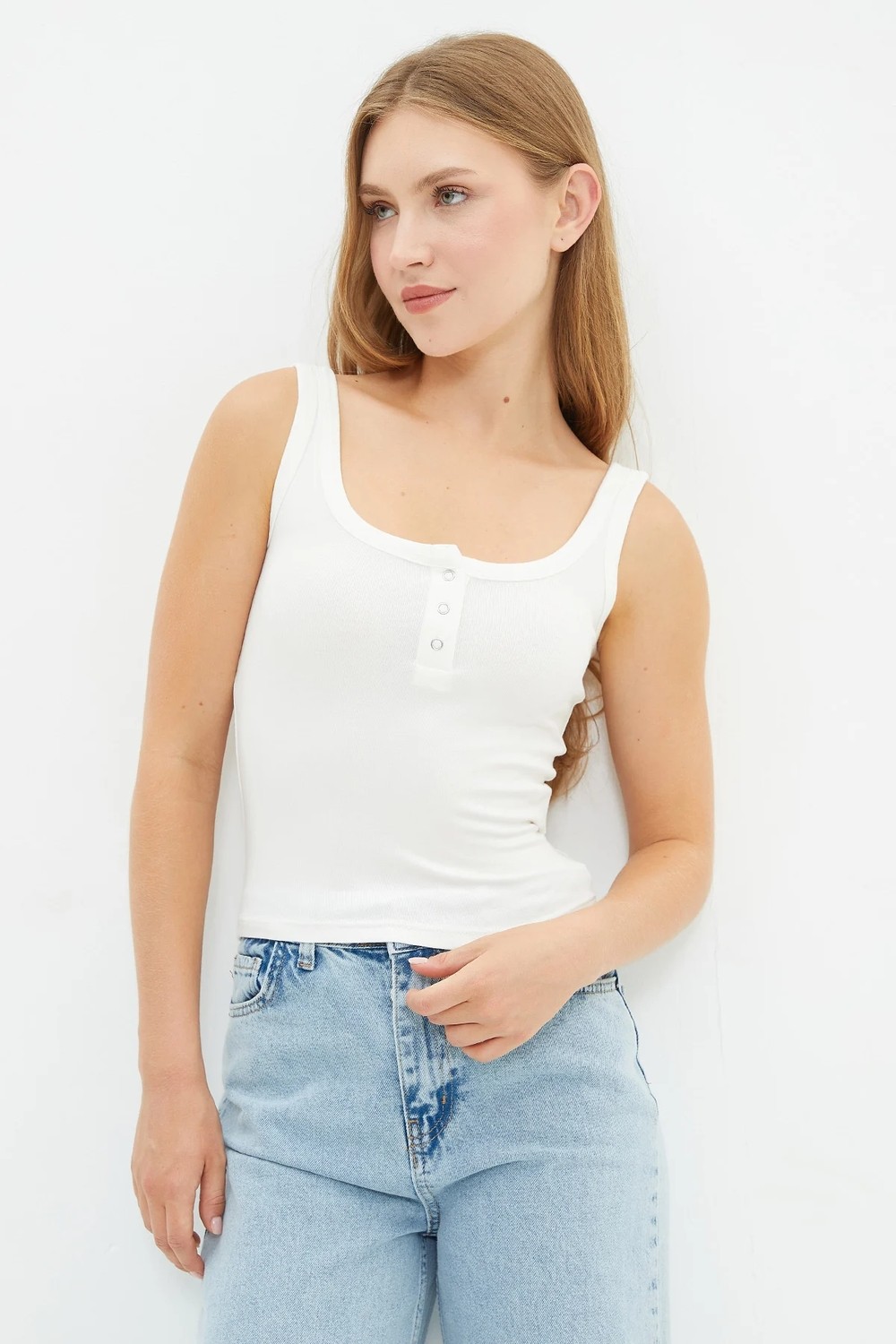 FullaModa Yarım Çıtçıtlı Askılı Crop Body