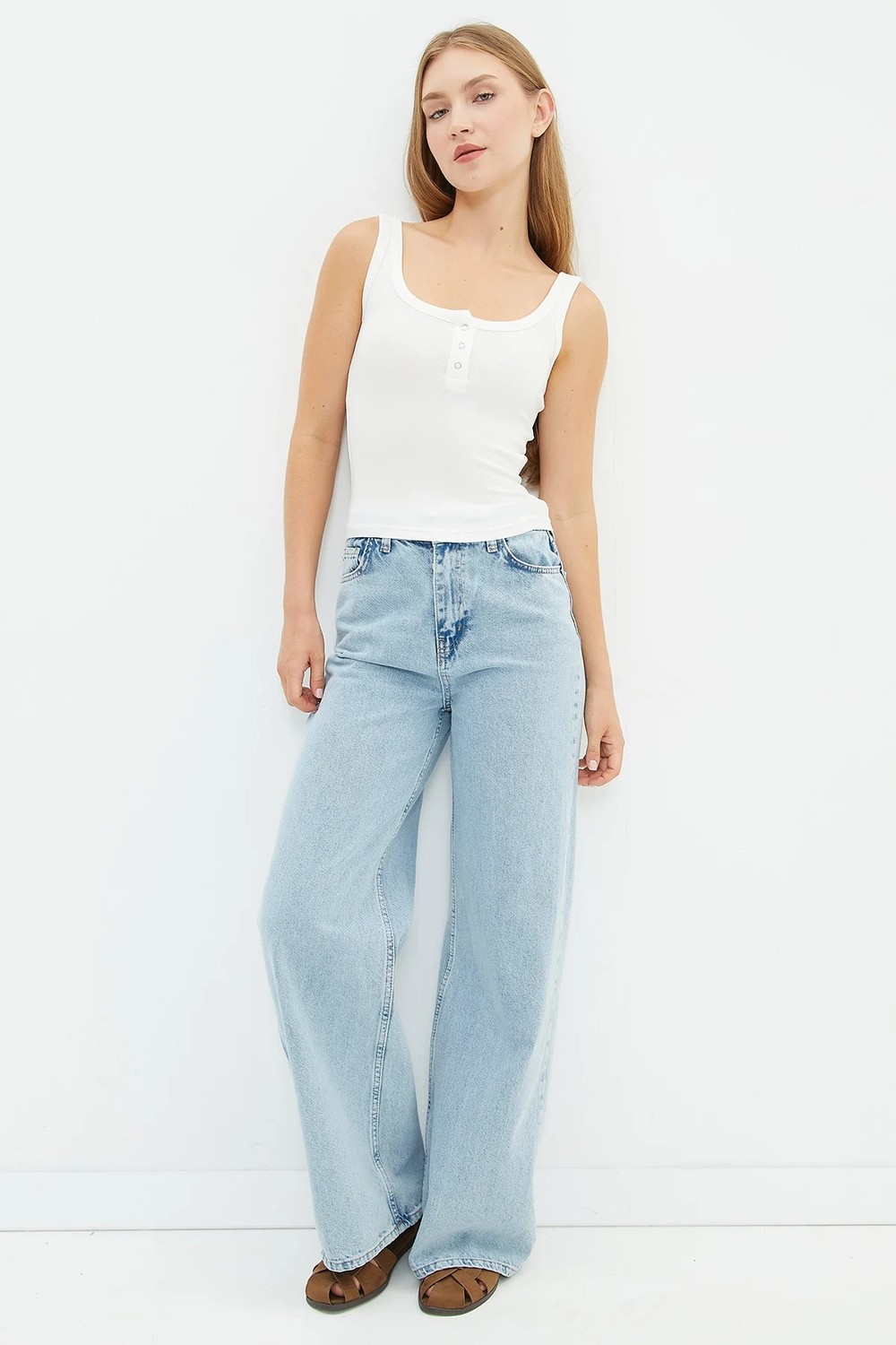 FullaModa Yarım Çıtçıtlı Askılı Crop Body görsel 4