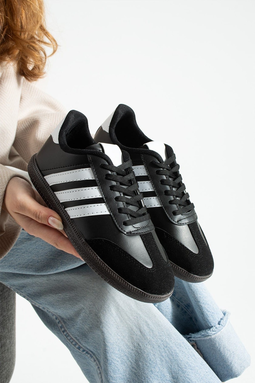 İmershoes Kadın Babet Hava Alabilen Hafif Taban Esnek Gri Tekstil Ayakkabı Düz Taban görsel 7