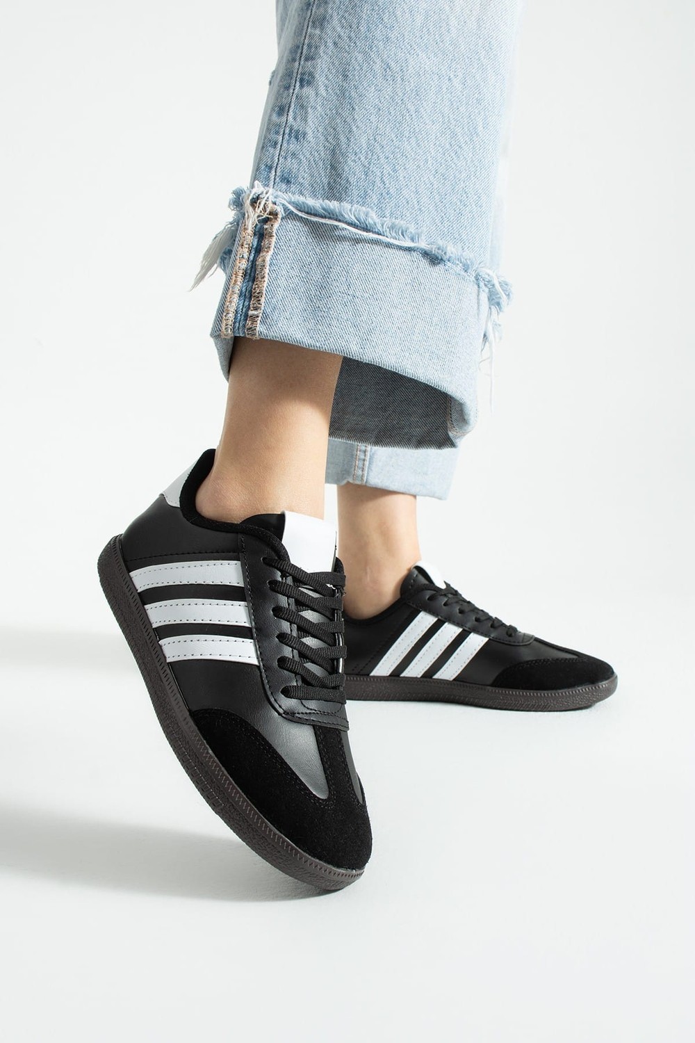 İmershoes Kadın Babet Hava Alabilen Hafif Taban Esnek Gri Tekstil Ayakkabı Düz Taban görsel 8