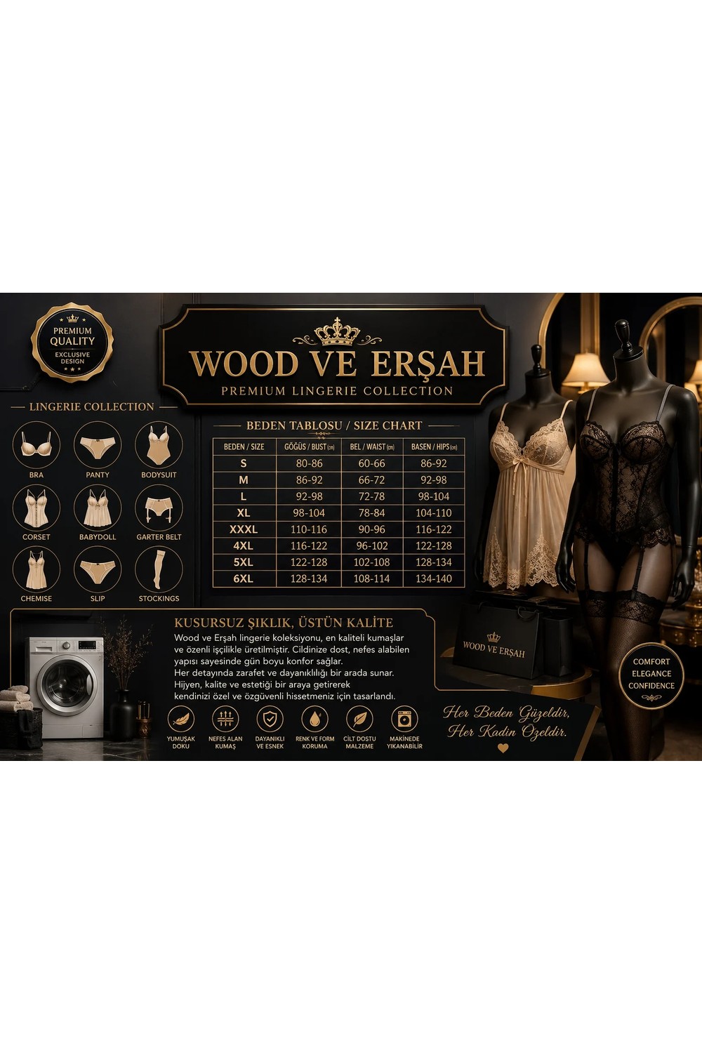 Lüx Wood 820 Kadın Esnek Dantel Detaylı Jartiyer Çorabı görsel 3