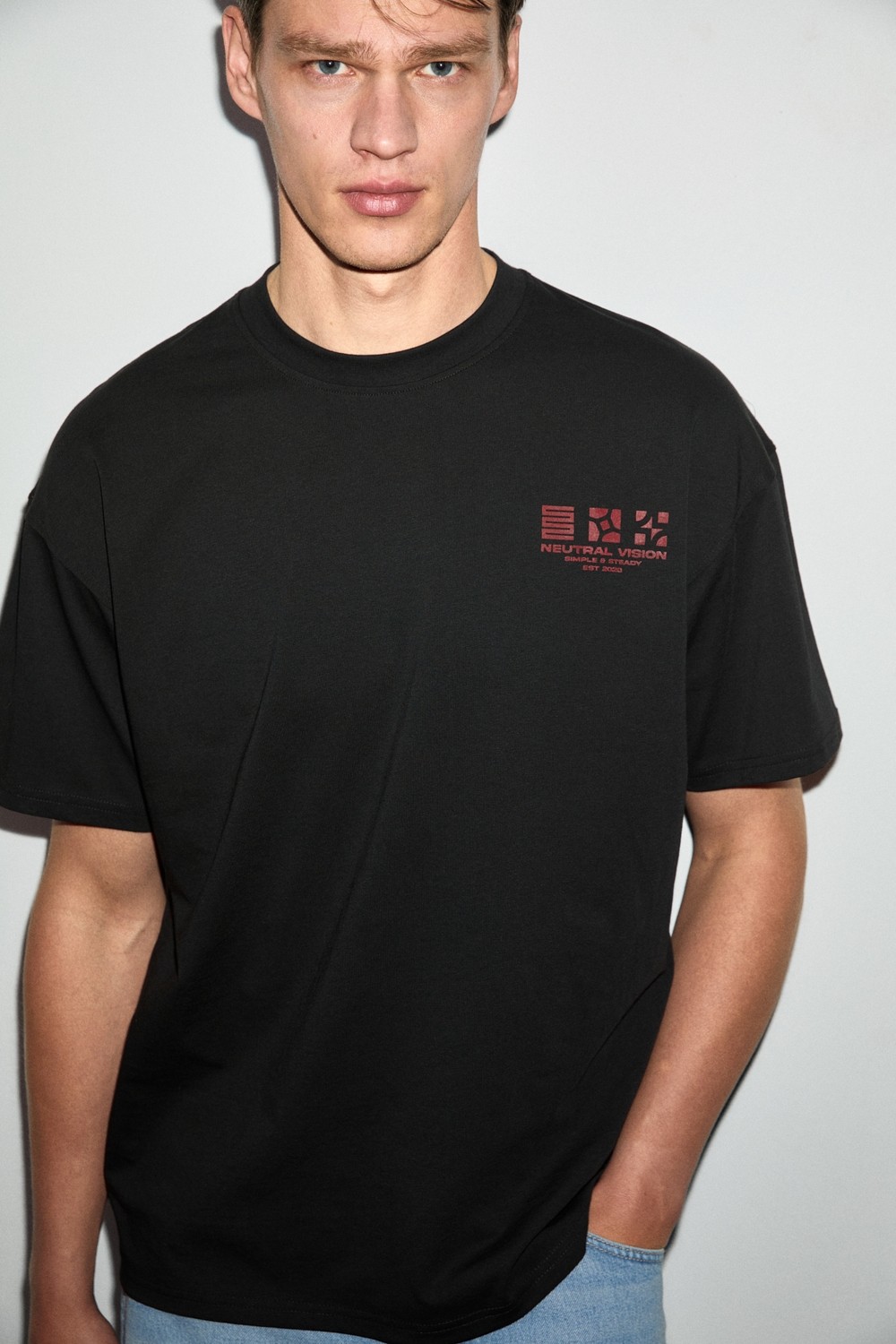 Grimelange Antonıo Erkek Baskı Detaylı %100 Organik Pamuk Örme Oversize Yeşil T-shirt