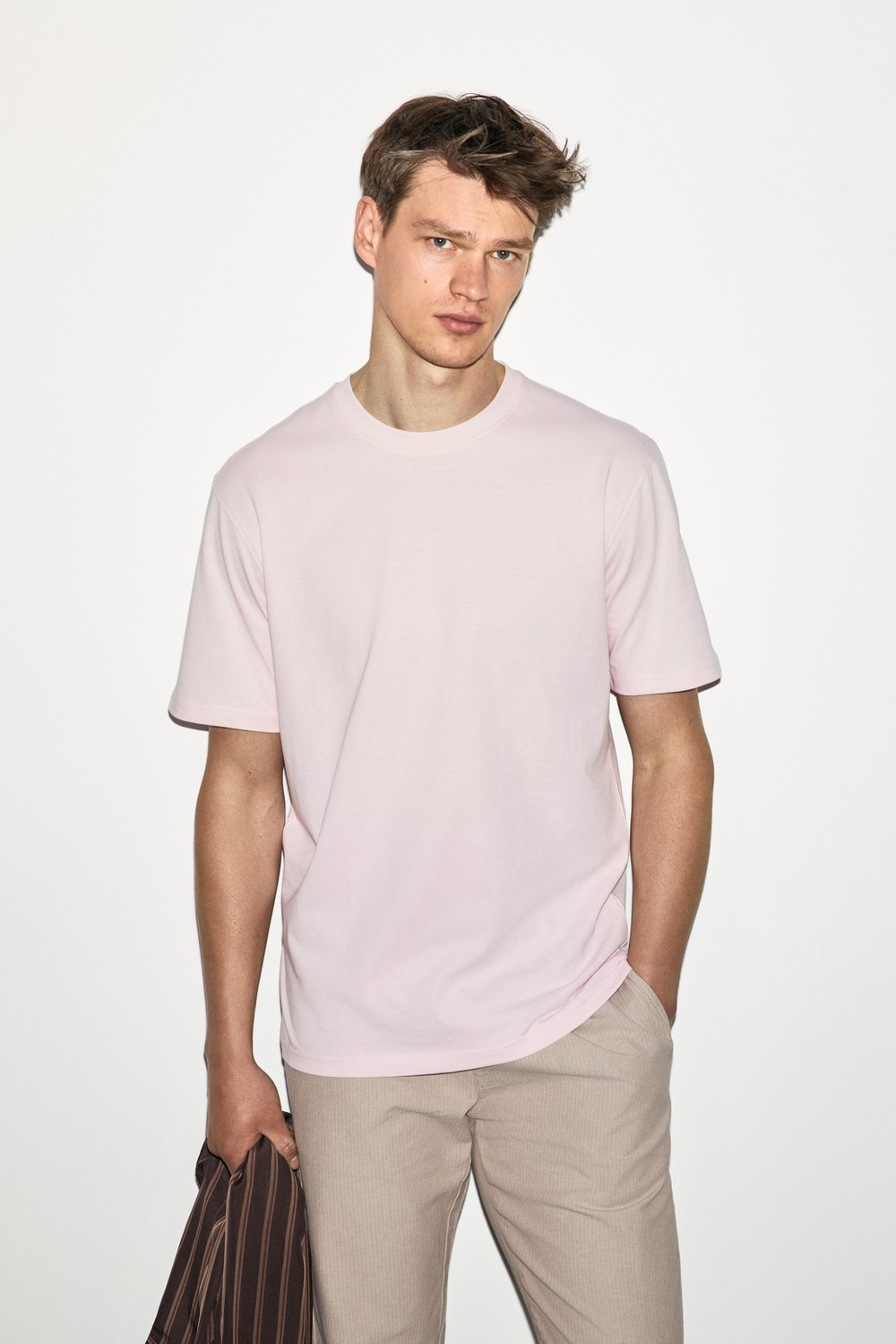 Grimelange Solo Erkek %100 Organik Pamuklu Kalın Dokulu Comfort Fit Bisiklet Yakalı Siyah T-shirt