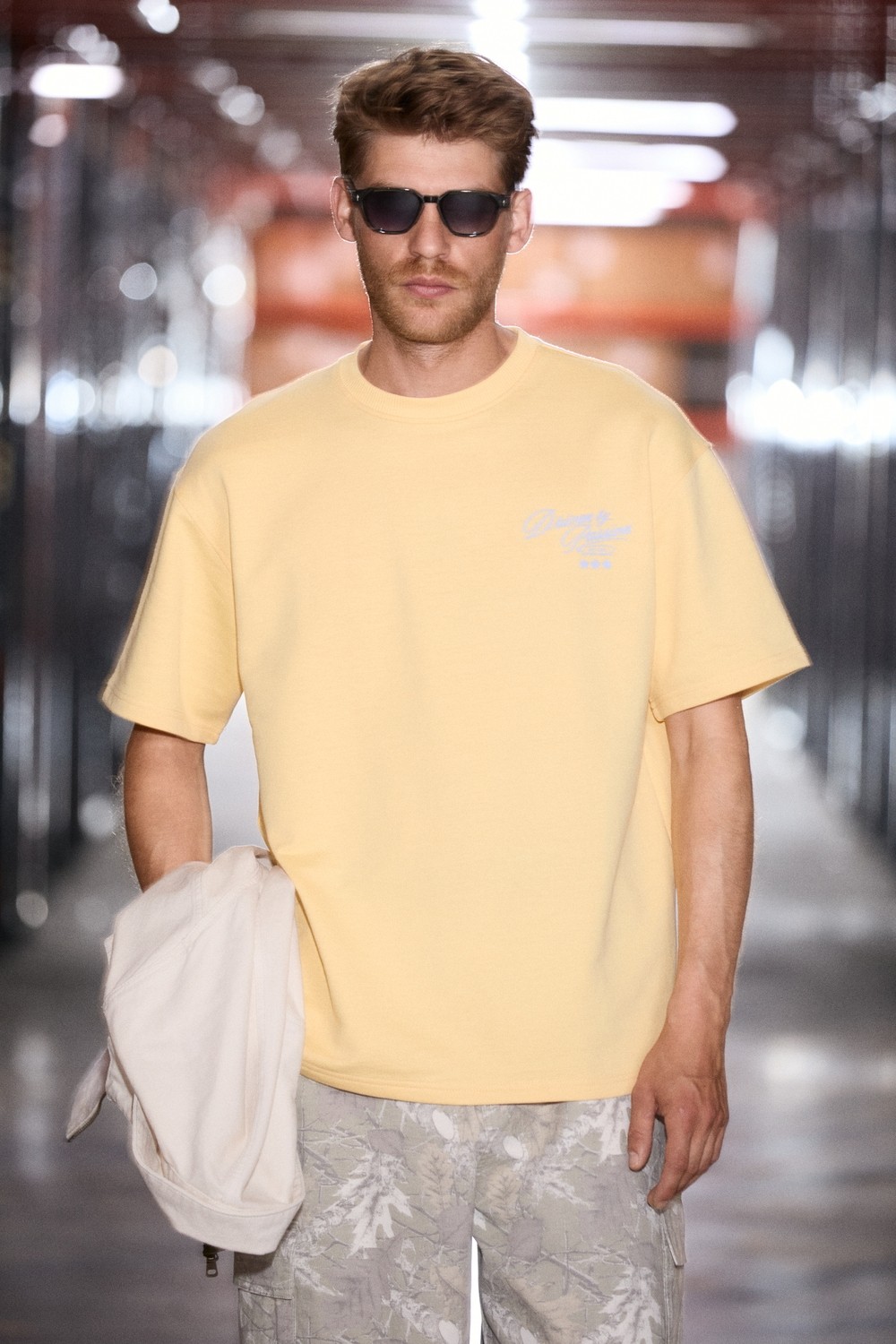 Grimelange DUKI Erkek Oversize Lacivert T-Shirt Pamuklu Bisiklet Yaka Kısa Kol Günlük Stil görsel 6