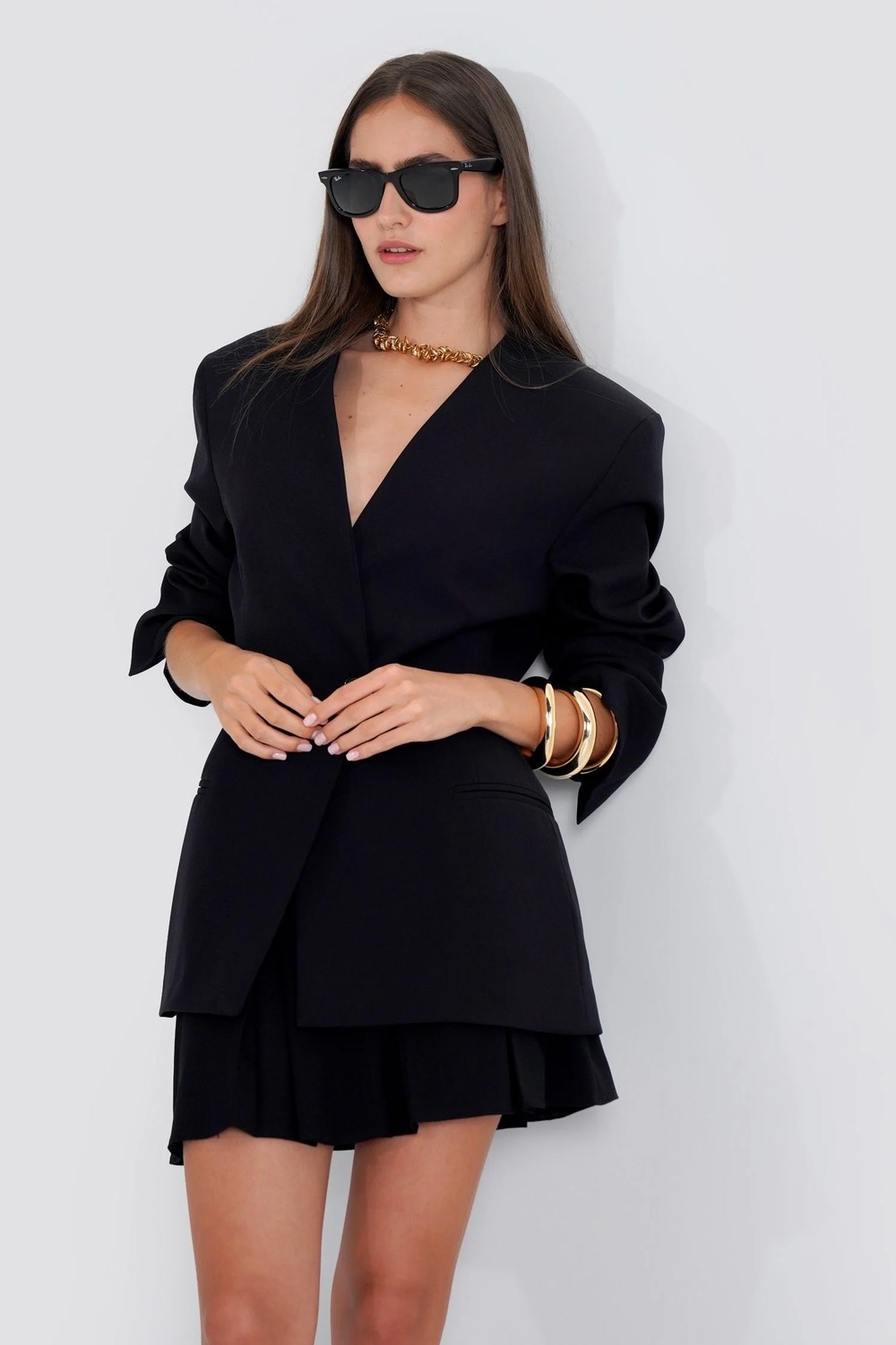 Thalure Kadın Siyah Yakasız Blazer