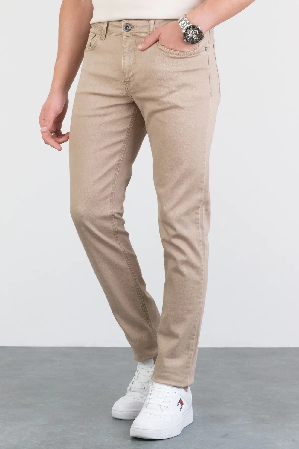 Hlt Jeans Erkek Bej Slim Fit Esnek Likralı Jean Kot Pantolon Hlthe001966 görsel 6