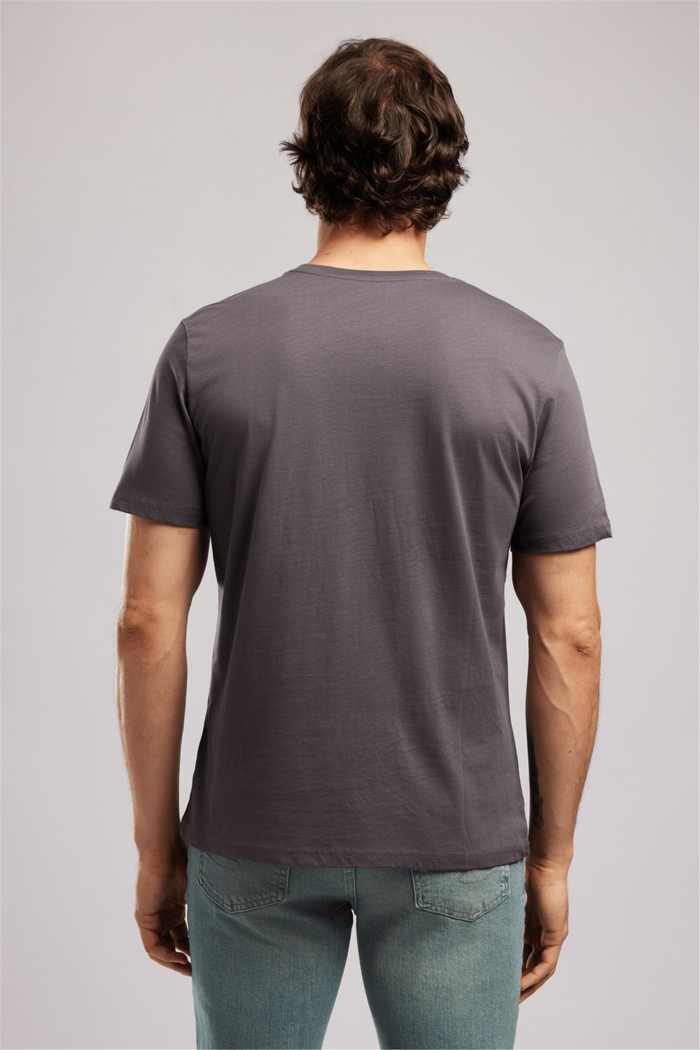 Lee Cooper DRAWOS Erkek Regular Fit %100 Pamuk Basic Bisiklet Yaka T-Shirt Gri görsel 7