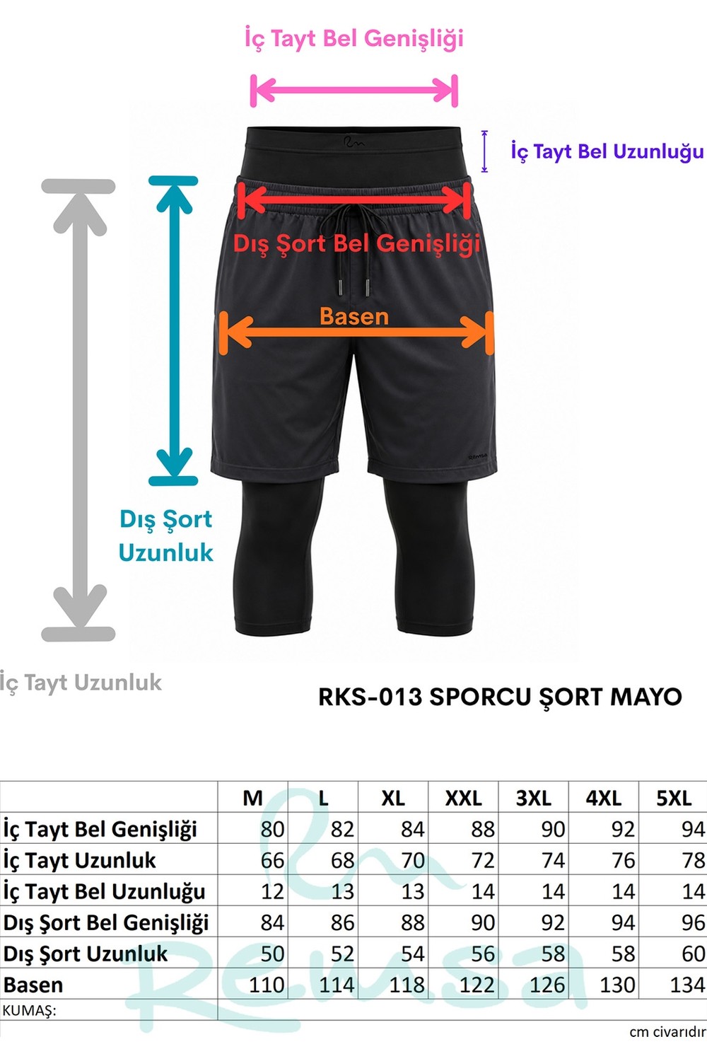 Remsa Mayo Erkek Taytlı Sporcu Şort Mayo Şort RKS-013 Antrasit görsel 5