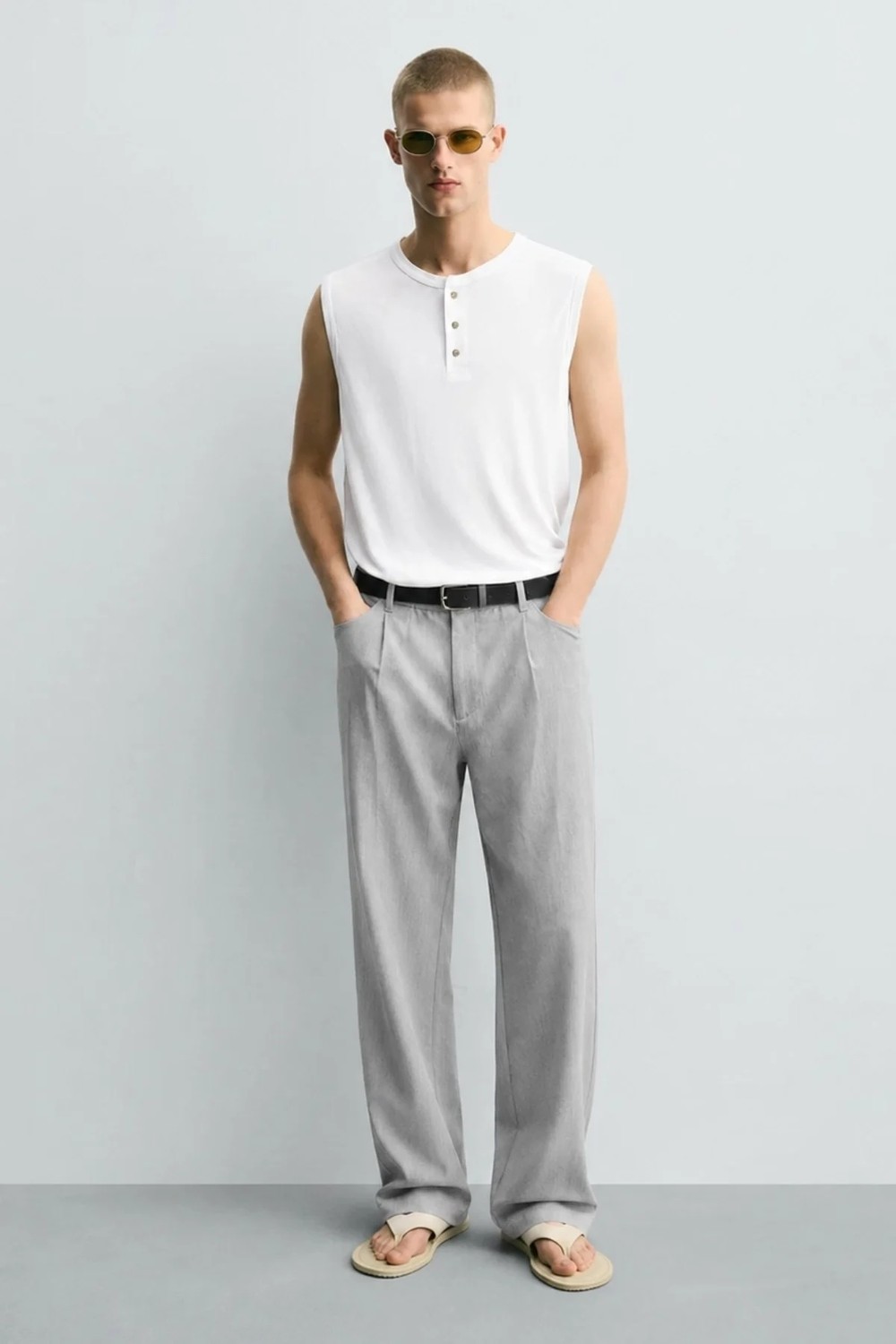 Madmext Lacivert Pilili Relaxed Fit Pantolon E6588