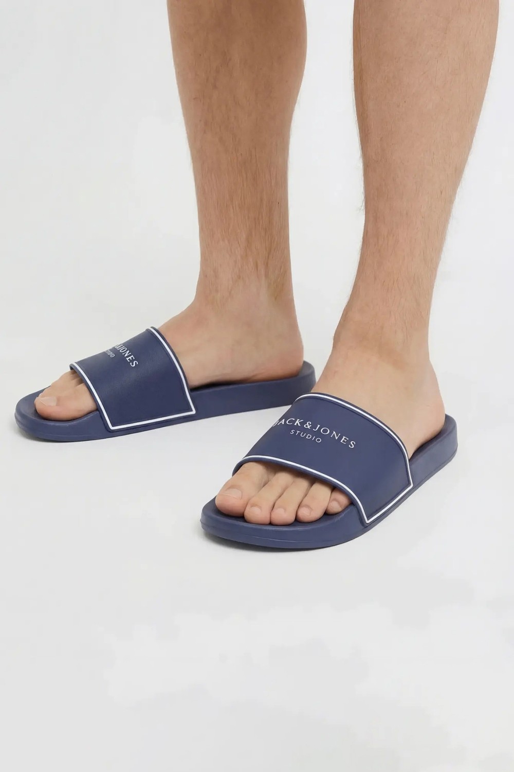 Jack & Jones Erkek Jfwartıllery Logo Detaylı Havuz ve Plaj Terliği 12292042 Lacivert