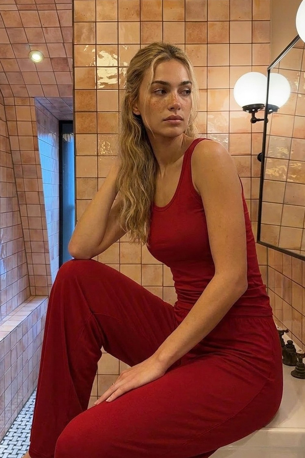 Siyah İnci Gri Geniş Askılı Viskon Örme Pijama Takım 8012