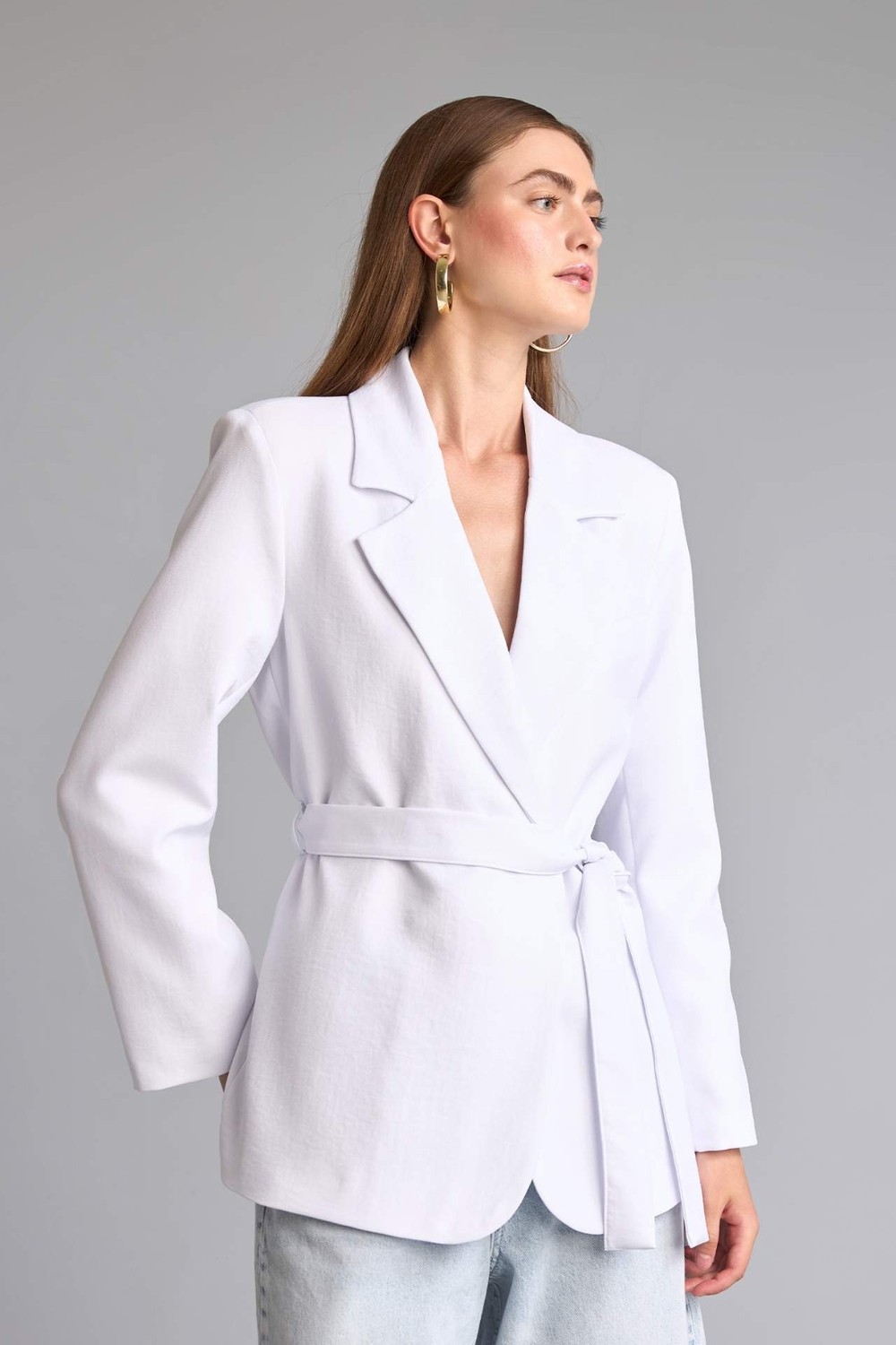 DeFacto Regular Fit Kuşaklı Blazer Ceket H0851AX26SM görsel 2