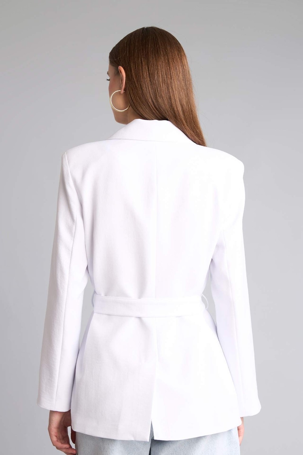 DeFacto Regular Fit Kuşaklı Blazer Ceket H0851AX26SM görsel 4