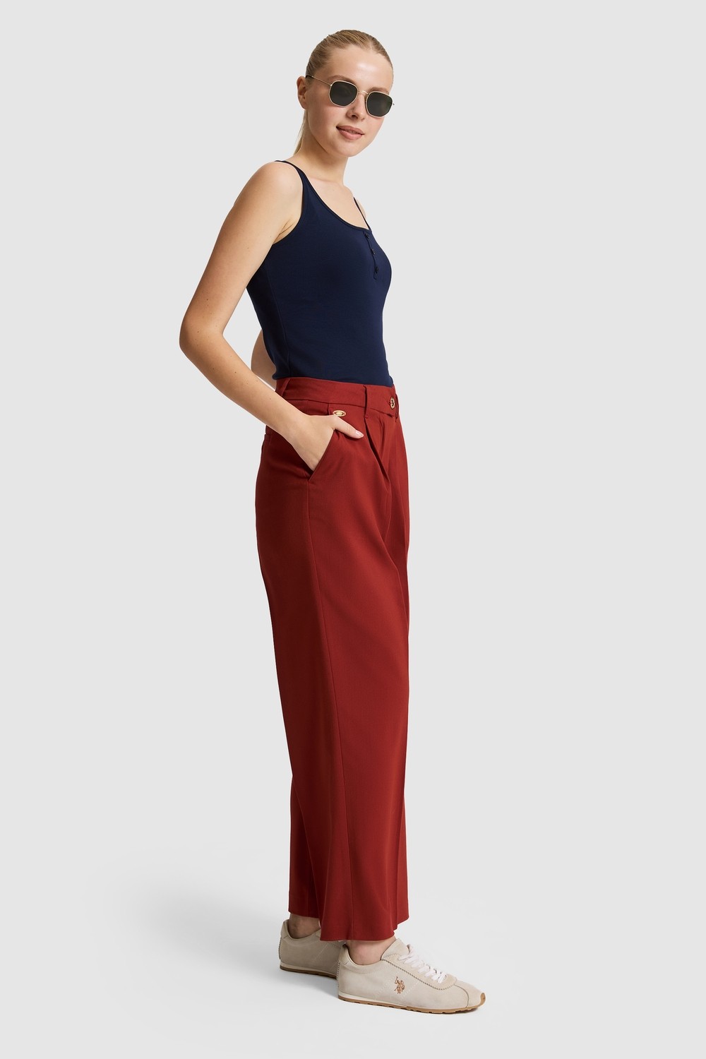 U.S. Polo Assn. Kadın Vişne Pantolon (Kanvas-Chino) 50325517-VR223 görsel 3