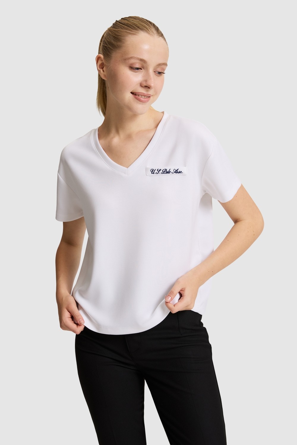 U.S. Polo Assn. Kadın Beyaz Tişört 50323493-VR013 görsel 7