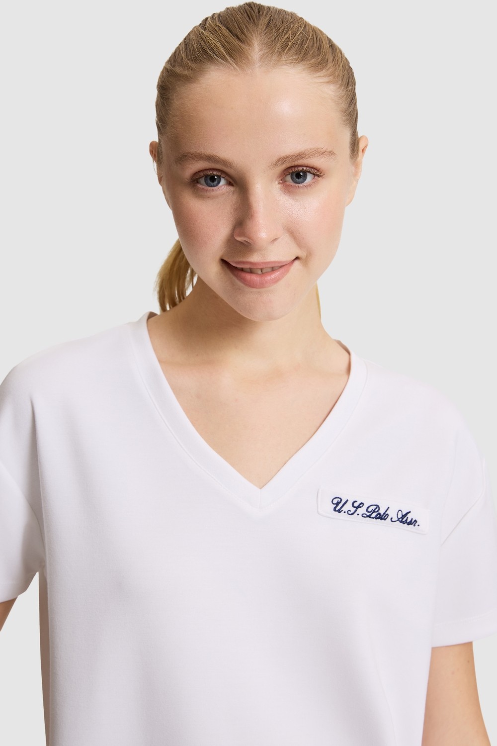 U.S. Polo Assn. Kadın Beyaz Tişört 50323493-VR013 görsel 8