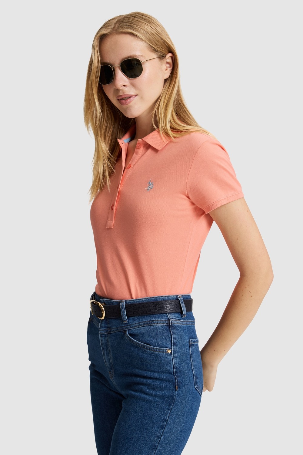 U.S. Polo Assn. Kadın Pembe Tişört Basic 50321818-VR041 görsel 3