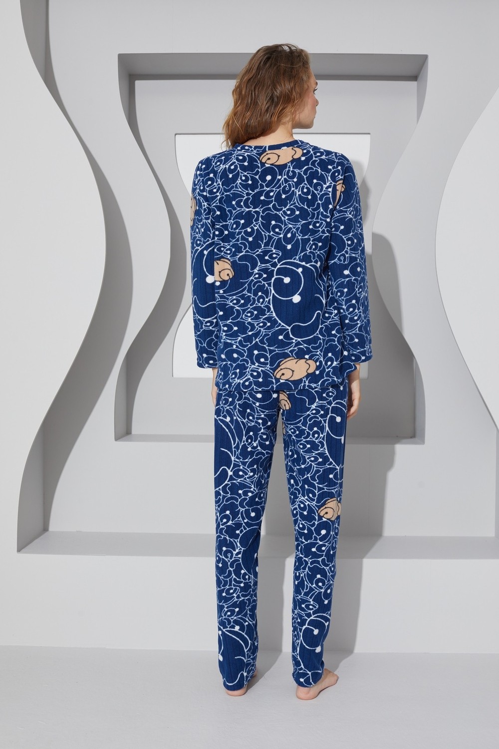 Siyah İnci Lacivert Alt-Üst Polar Pijama Takım 24223073 görsel 3