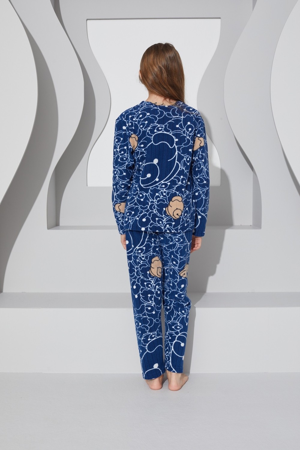 Siyah İnci Lacivert Alt-Üst Polar Pijama Takım 24223073 görsel 5