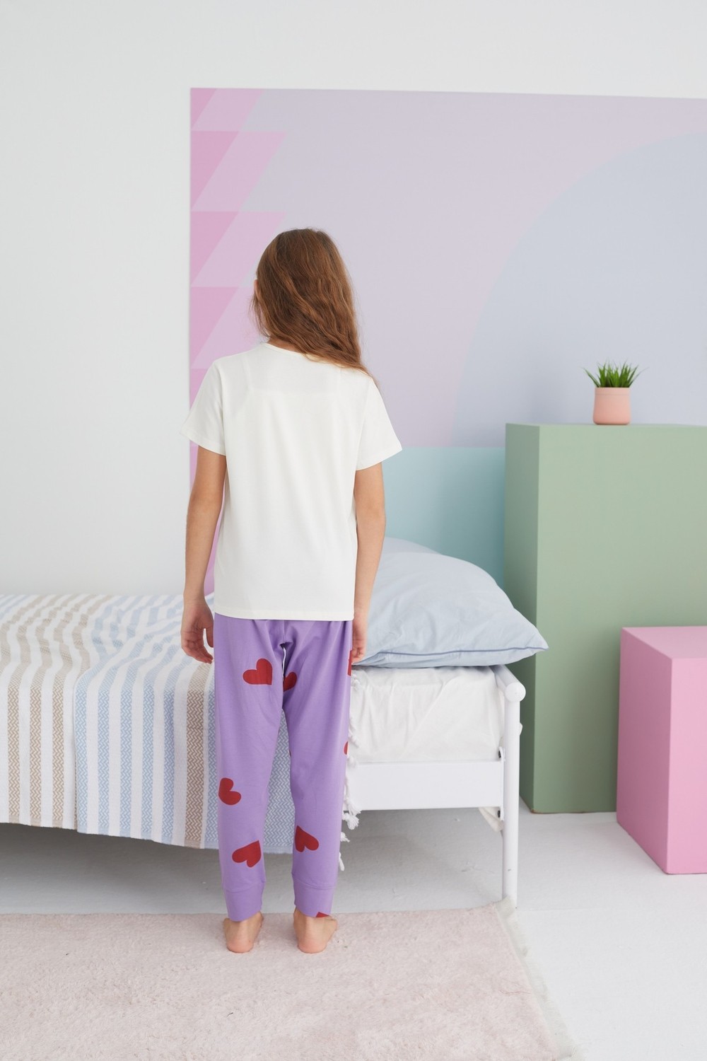 Siyah İnci Çok Renkli Pamuklu Örme Pijama Takım görsel 5