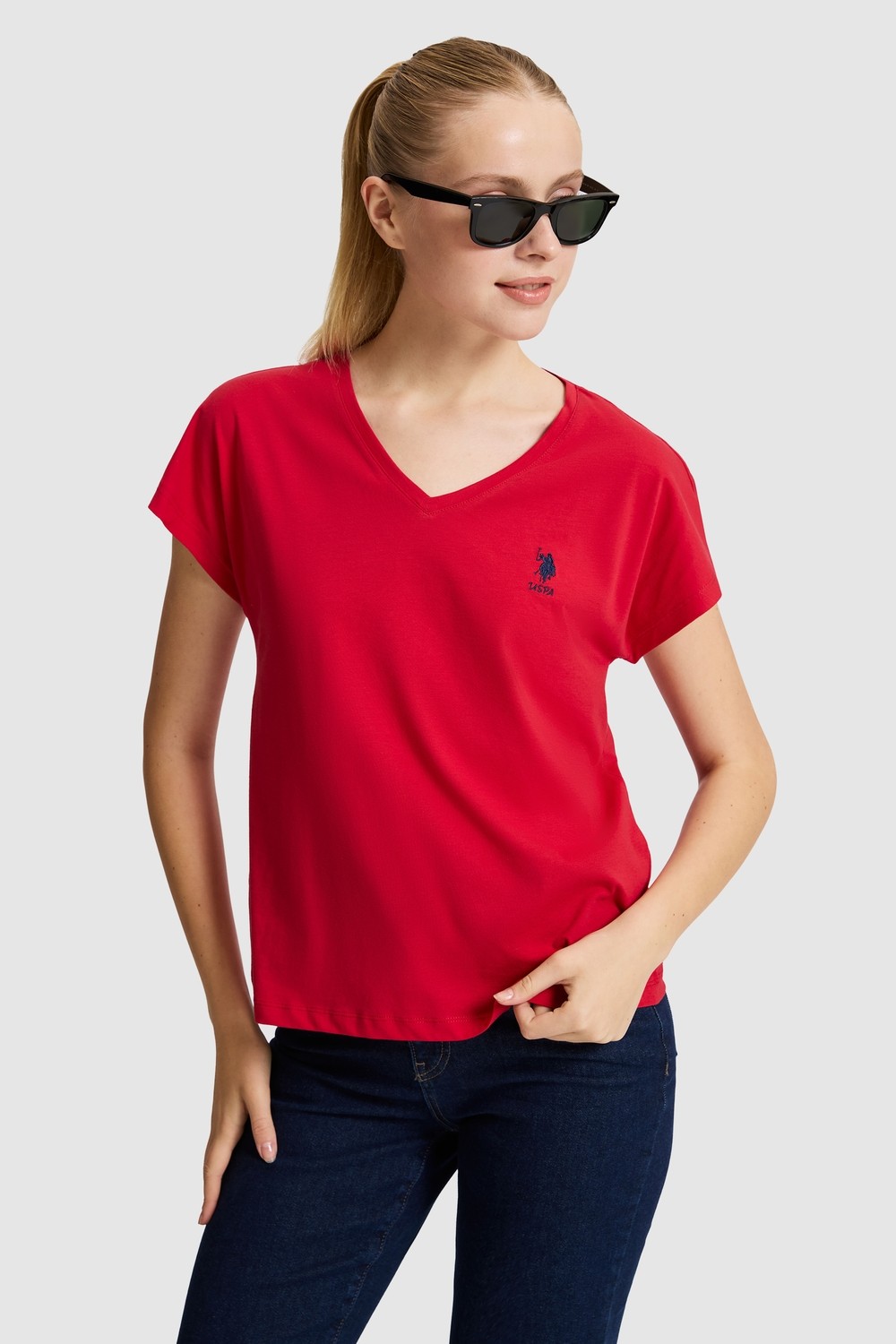 U.S. Polo Assn. Kadın Vişne Tişört Basic 50323541-VR223 görsel 7