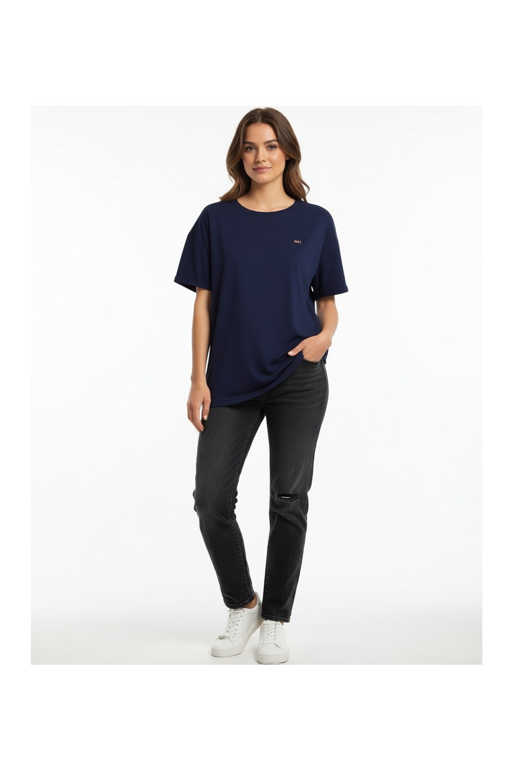 U.S. Polo Assn. Kadın Antrasit Bisiklet Yaka Basic Tişört 50323545-VR006 görsel 8