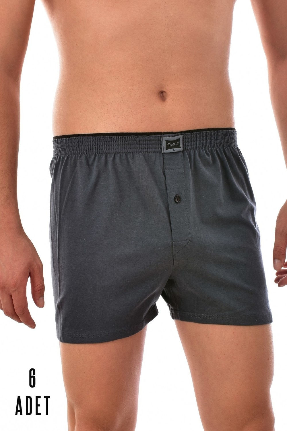 Tutku 6 Adet Tutku Pamuklu Düğmeli Erkek Boxer Füme 0117