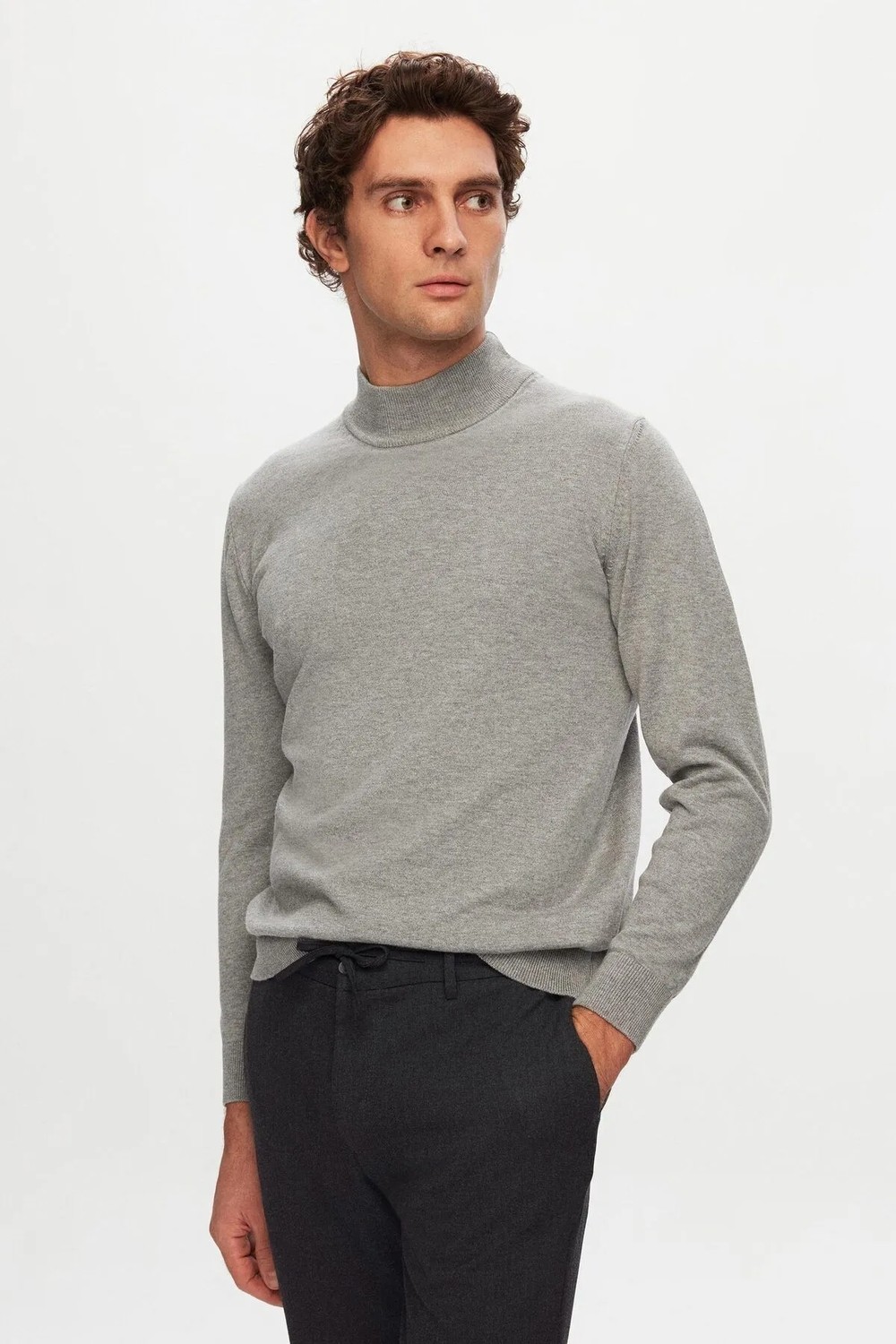 D'S Damat Slim Fit Antrasit Beli Lastikli Bağcıklı Fermuarlı Likralı Rahat Jogger Pantolon 2HC03ORTJGR01 görsel 7