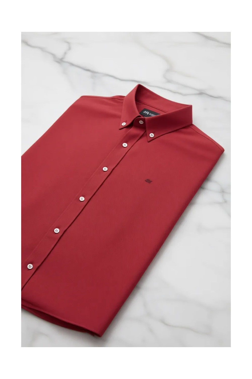 D'S Damat Slim Fit İndigo Oxford Düğmeli Yaka Kolay Ütülenebilir Nakış Detaylı Pamuklu Gömlek 4HC02ORT03265 görsel 8