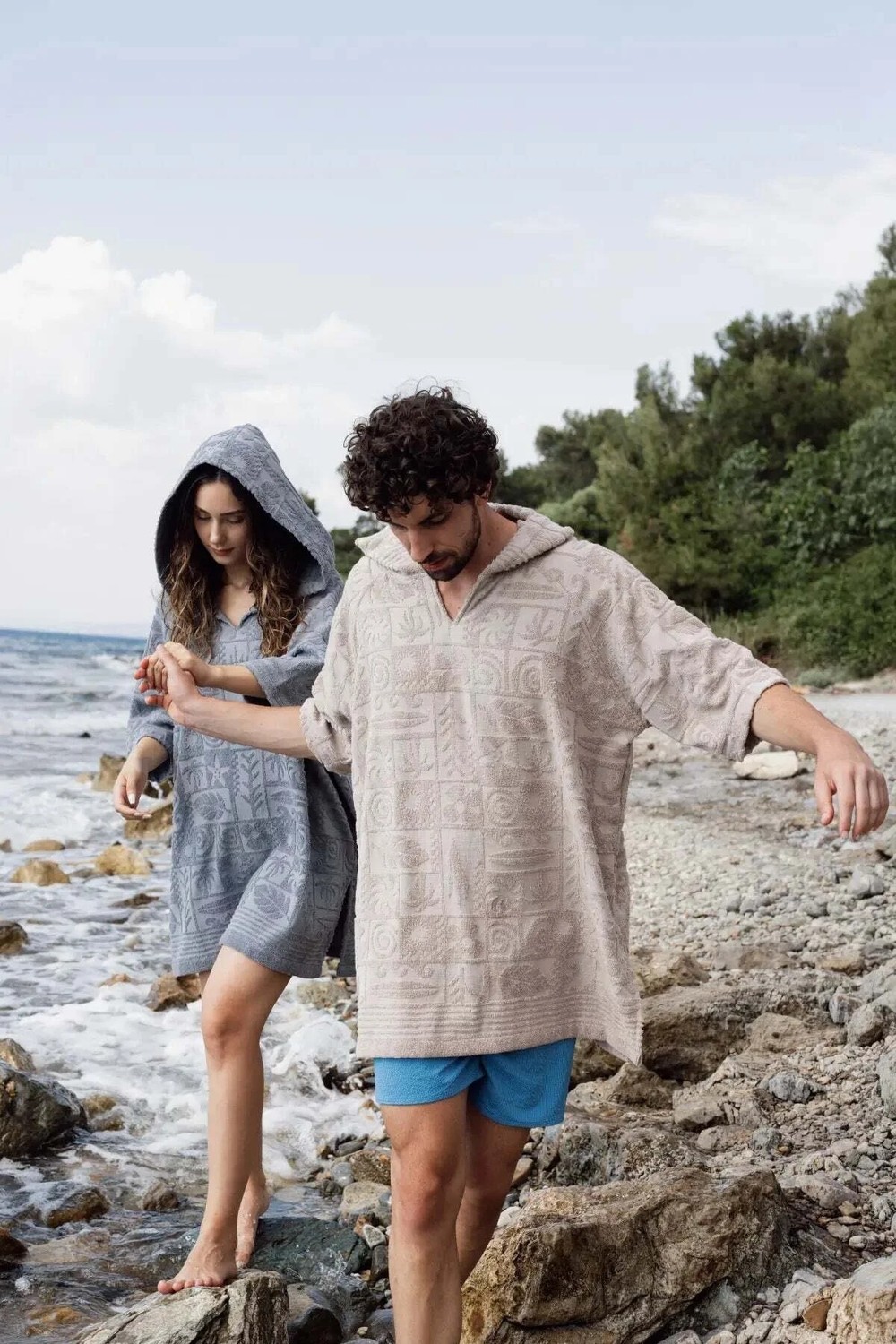 İrya Kayora %100 Pamuk Unisex Plaj Pançosu Windy Blue